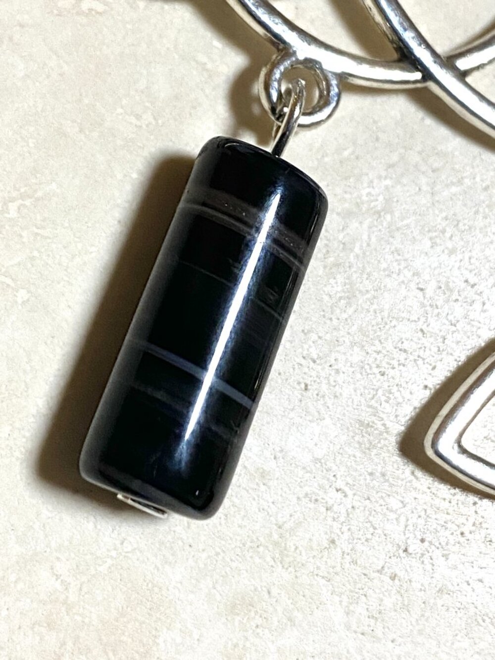 2/$20, Dark Agate Celtic Trinity Earrings, Gemstone & Sterling Silver Hook - Picture 6 of 11